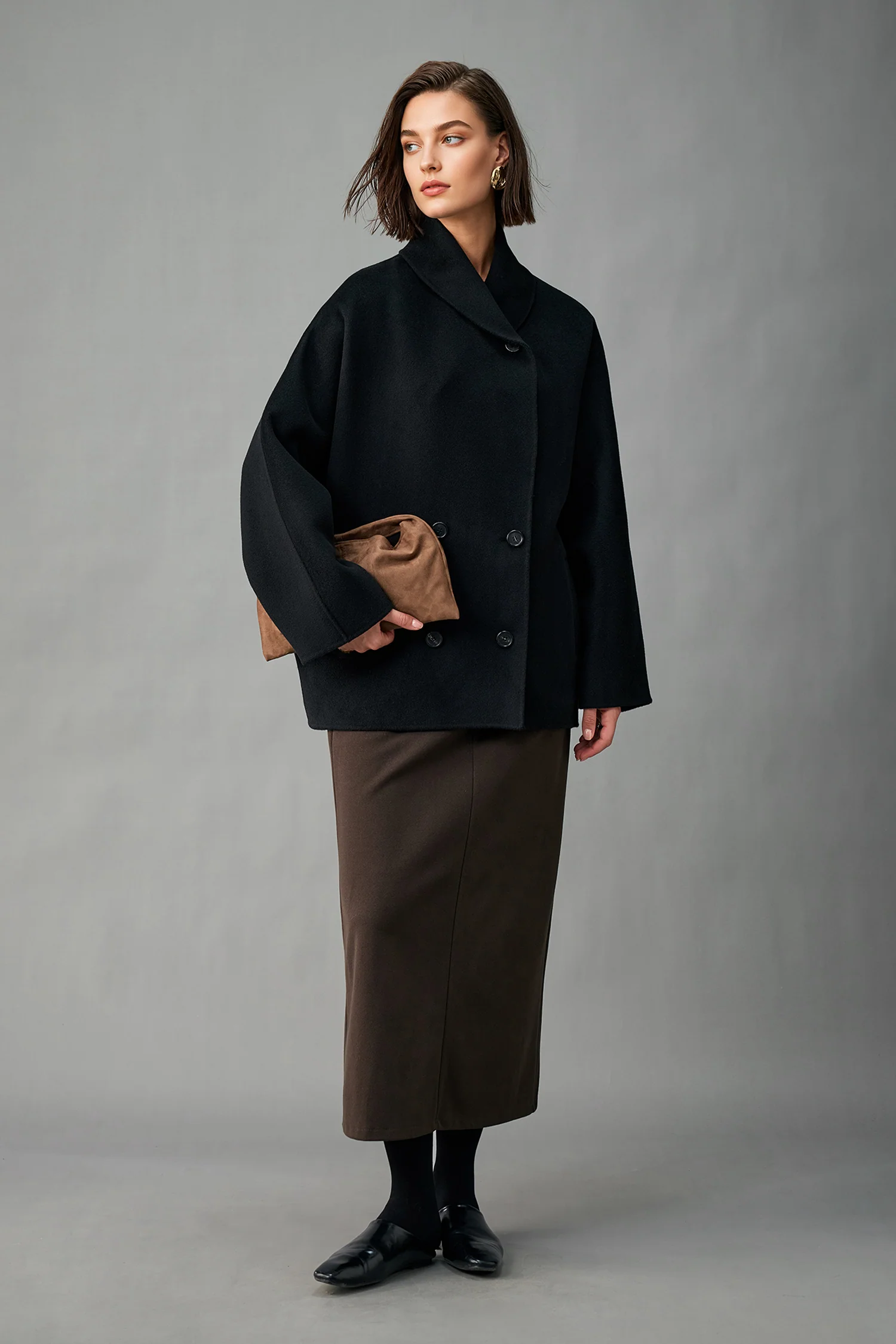 Handcrafted Double-Faced Cashmere Shawl-Collar Peacoat - kasudy