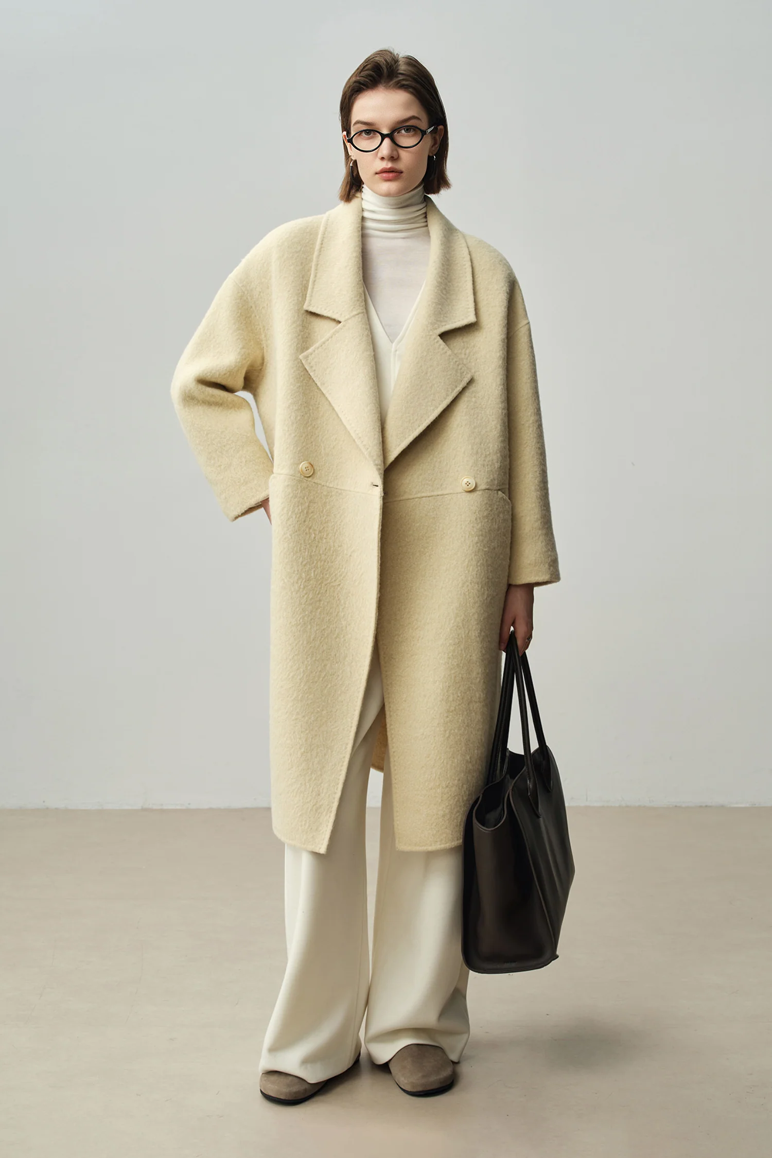 Oversized Alpaca Wool Double-Faced Longline Coat - kasudy