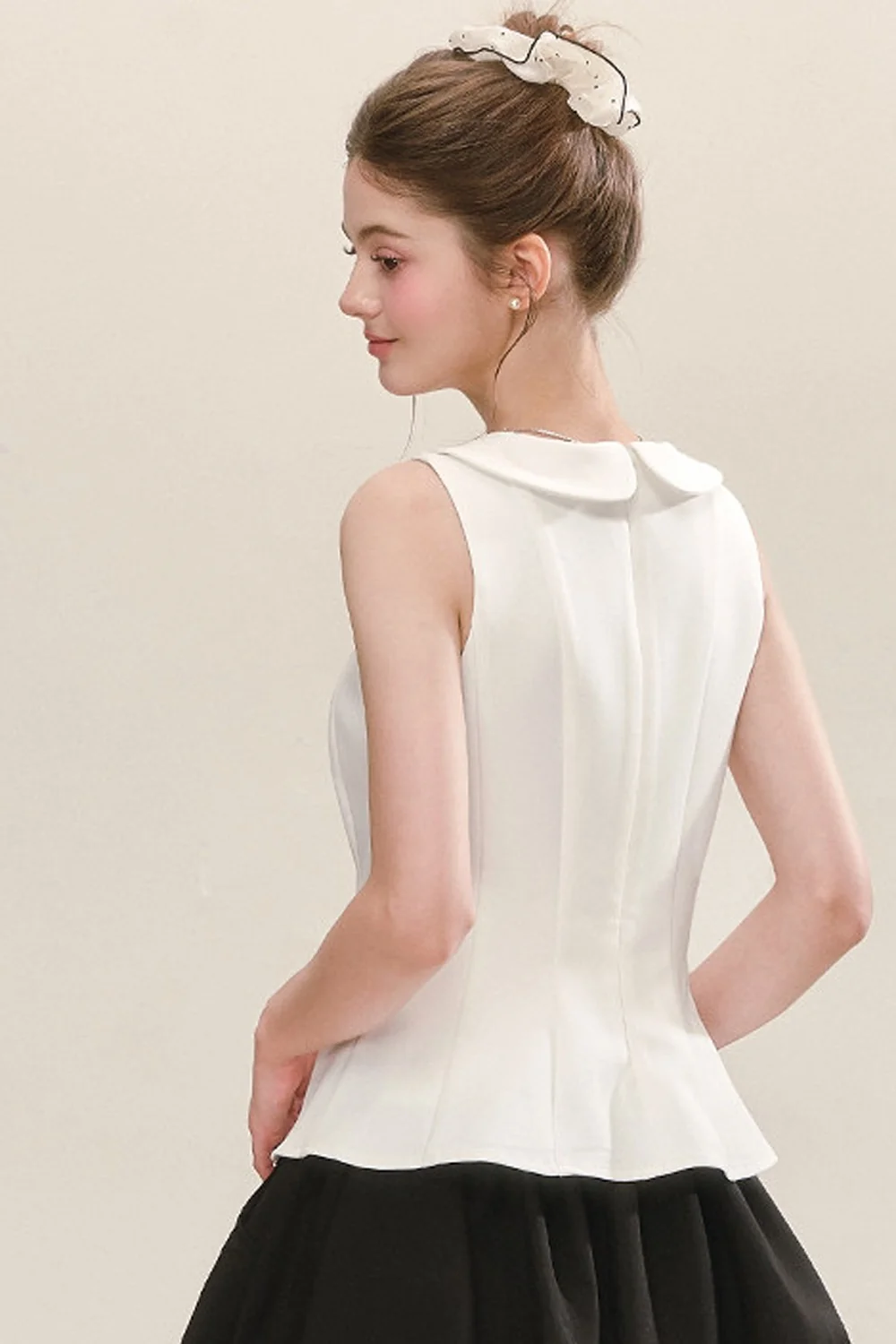 Sleeveless Doll Collar Bow Tank Top - kasudy