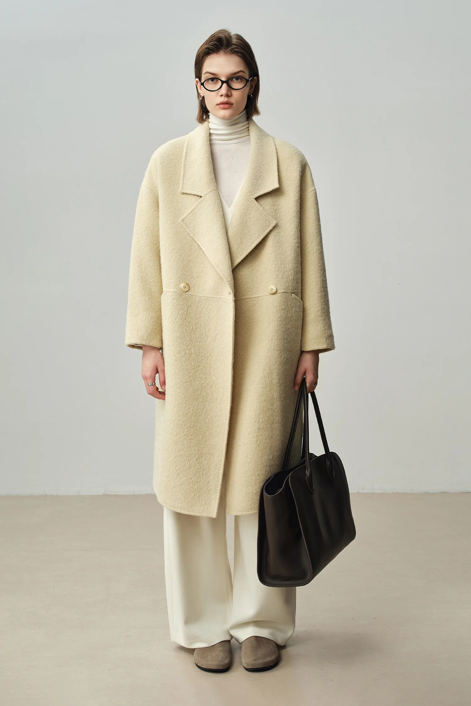 Oversized Alpaca Wool Double-Faced Longline Coat - kasudy