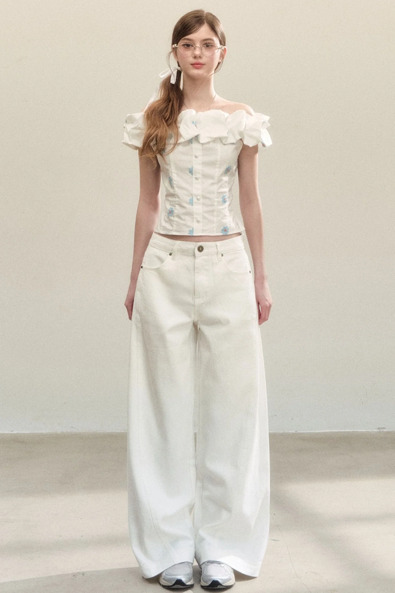 Off-Shoulder Ruffle Shirt - kasudy
