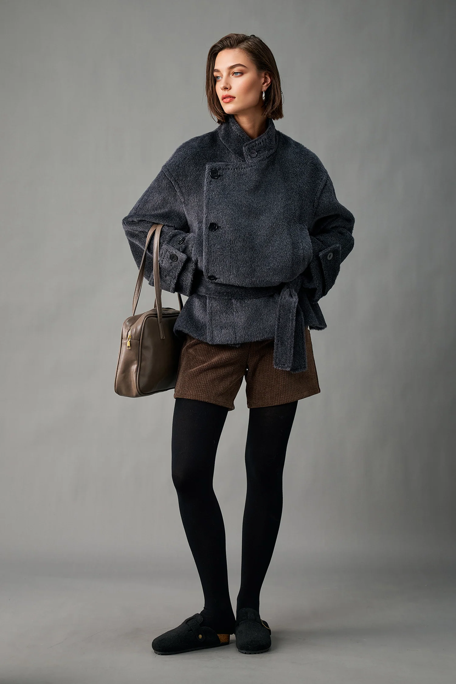 Royal Baby Suri Alpaca Wool Short Belted Coat - kasudy