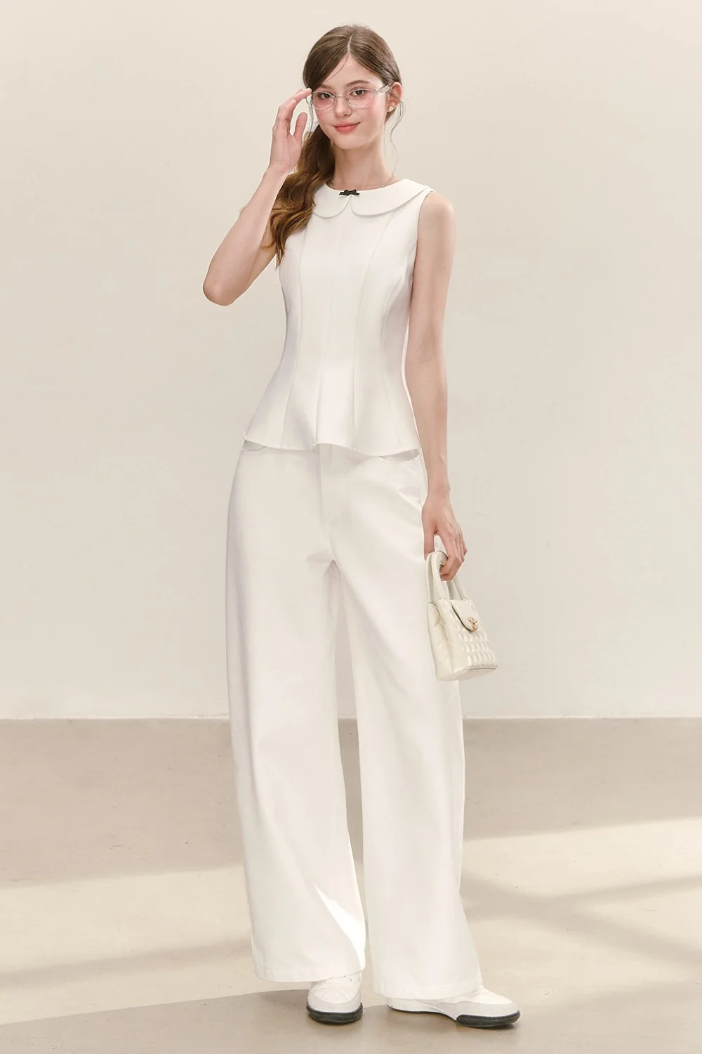 Sleeveless Doll Collar Bow Tank Top - kasudy