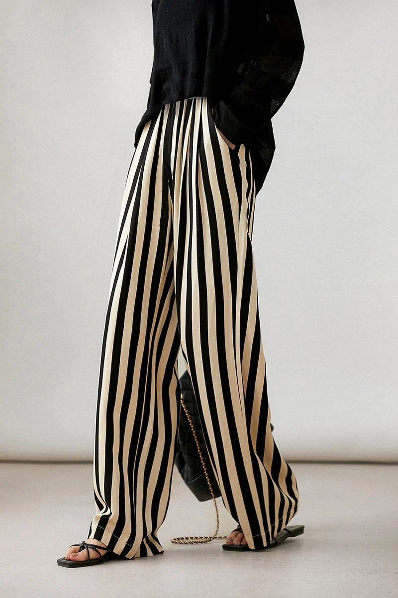 Striped Linen-Blend Pull-On Wide-Leg Pants - kasudy
