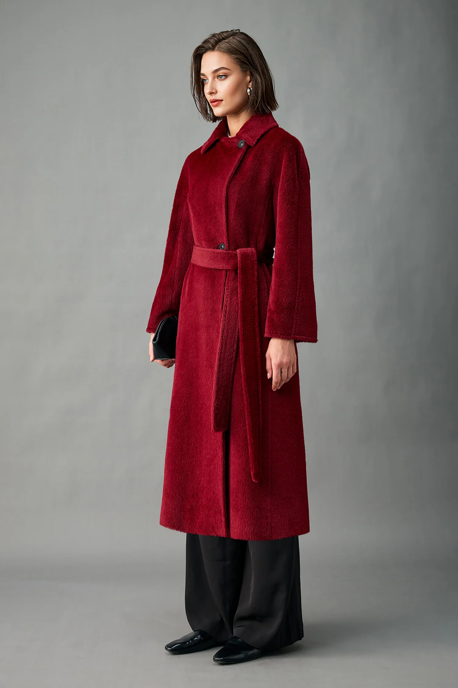 Royal Baby Suri Alpaca Wool Long Belted Coat - kasudy