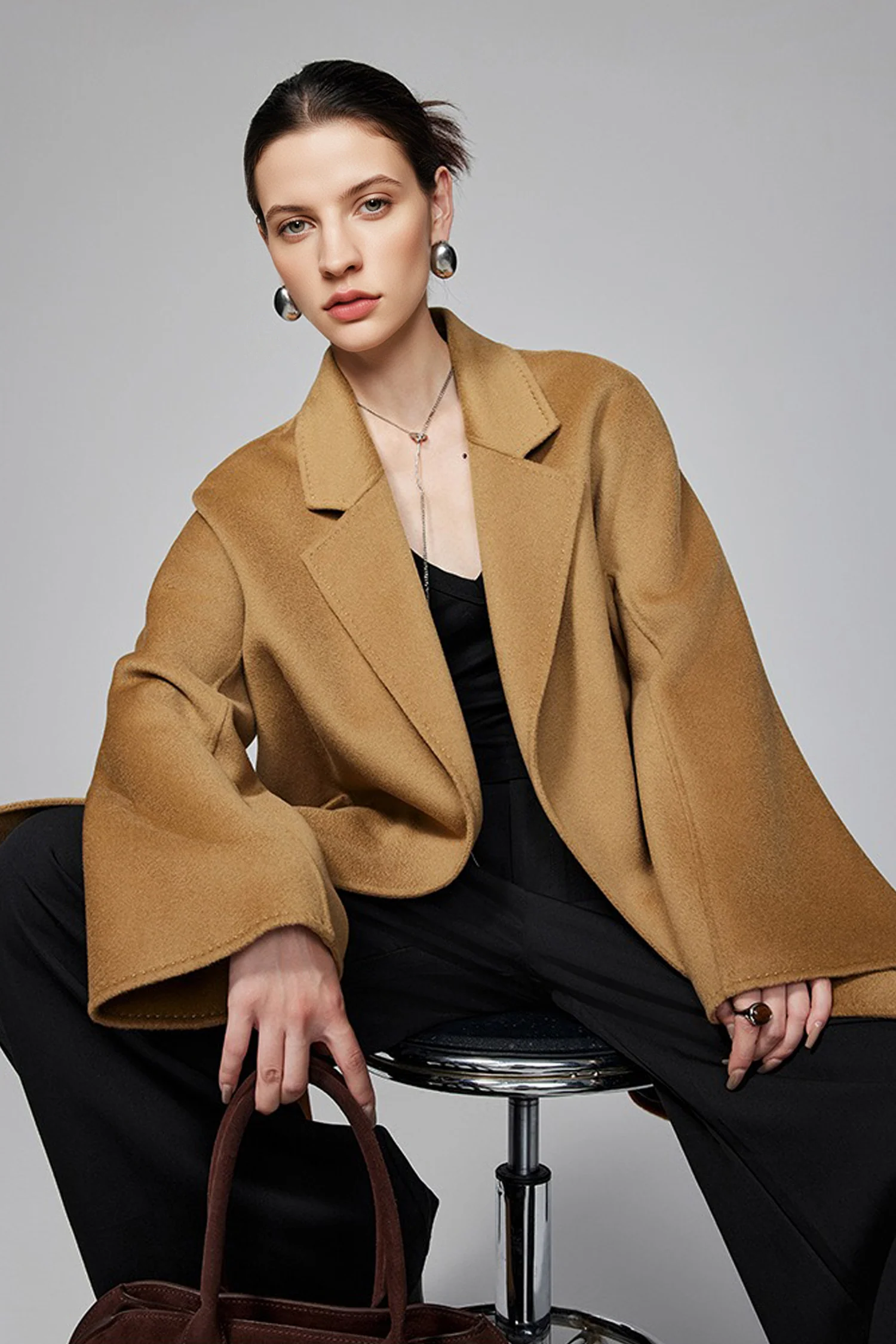 Double-Faced Wool-Cashmere Belted Wrap Coat - kasudy