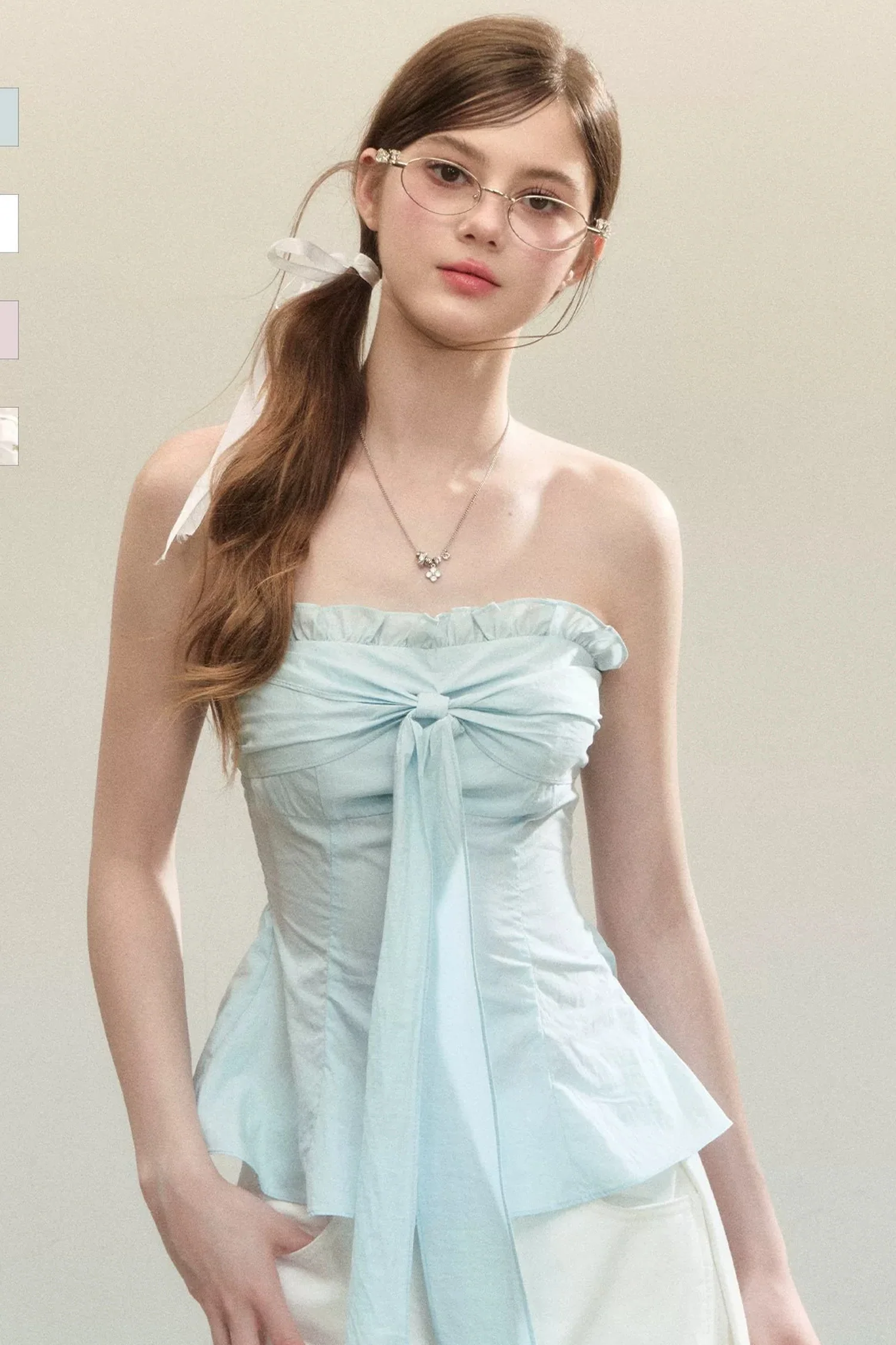 Bow Tie Peplum Tube Top - kasudy