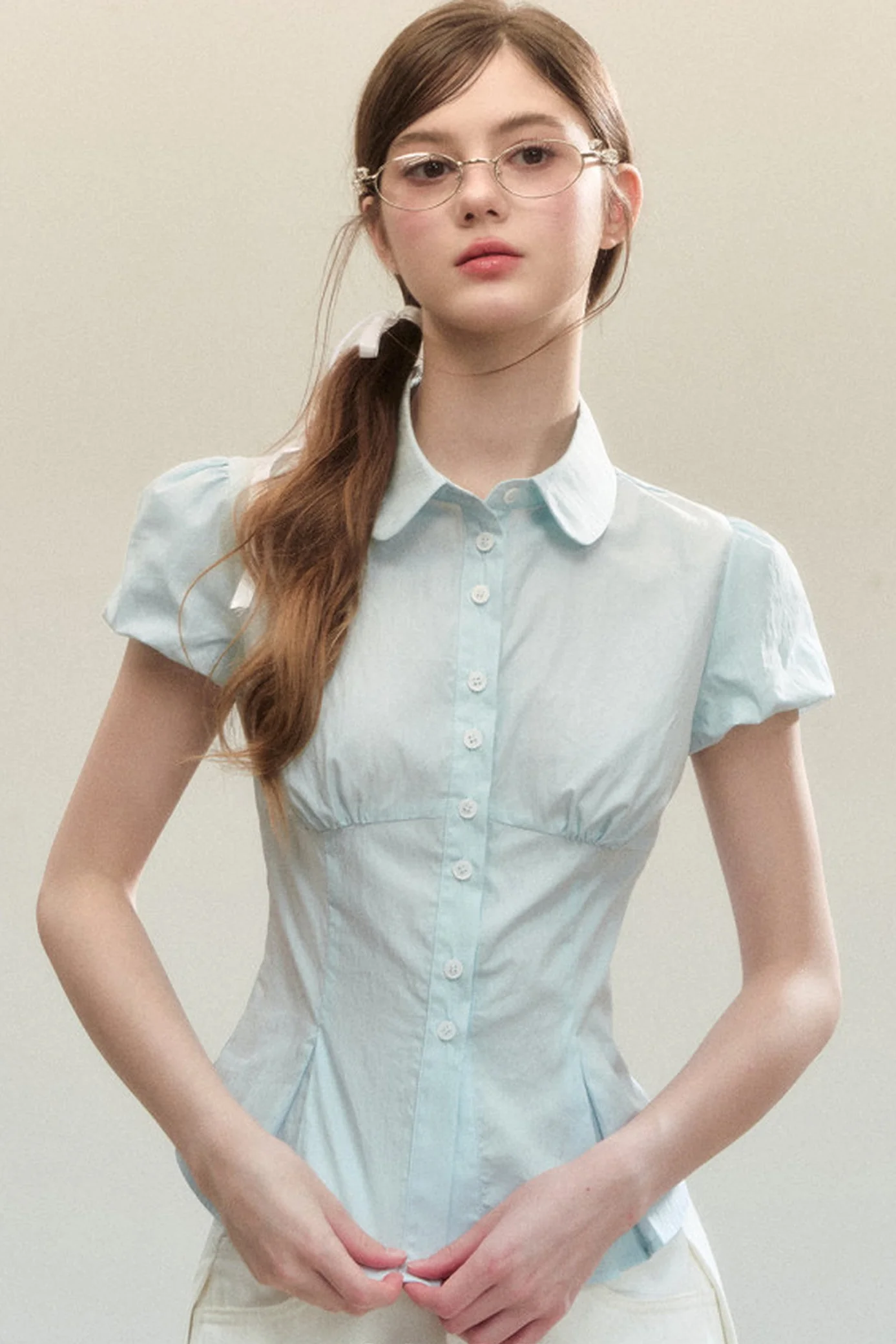 Blue Short-Sleeved Shirt - kasudy