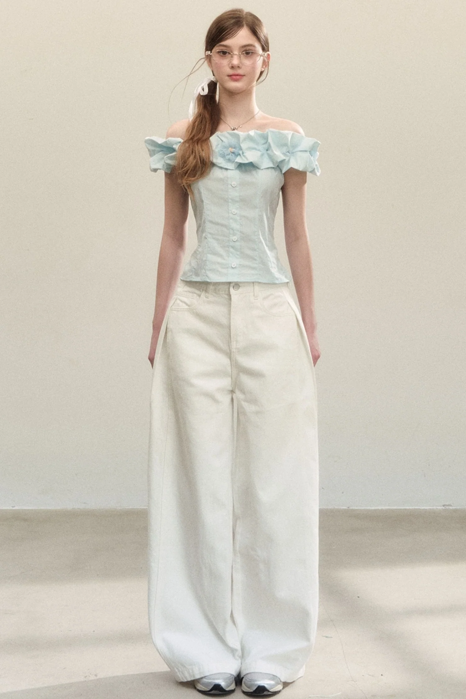 Off-Shoulder Ruffle Shirt - kasudy
