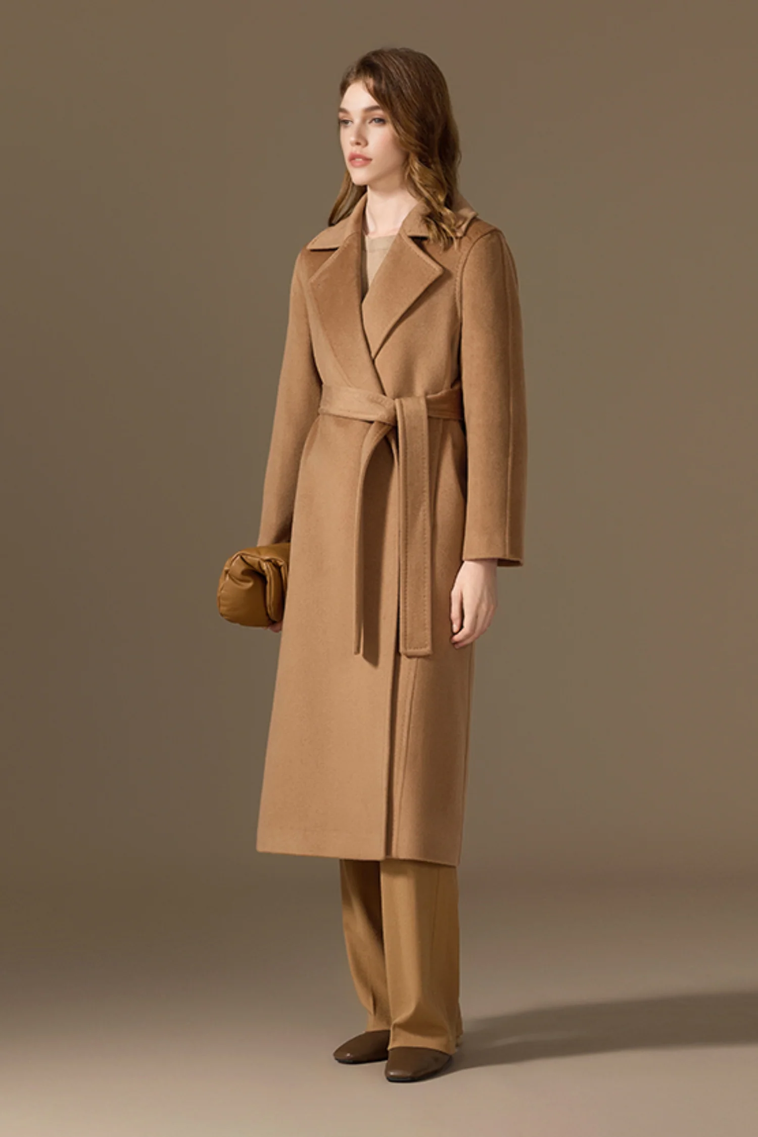 Classic Handcrafted Cashmere Belted Wrap Maxi Coat - kasudy