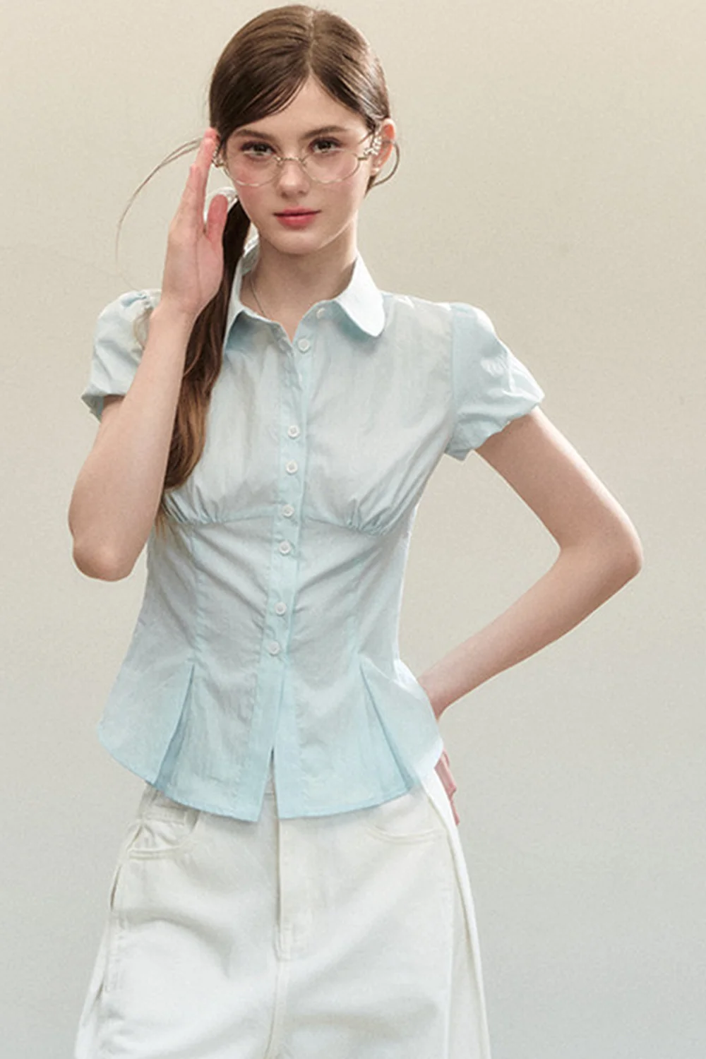 Blue Short-Sleeved Shirt - kasudy