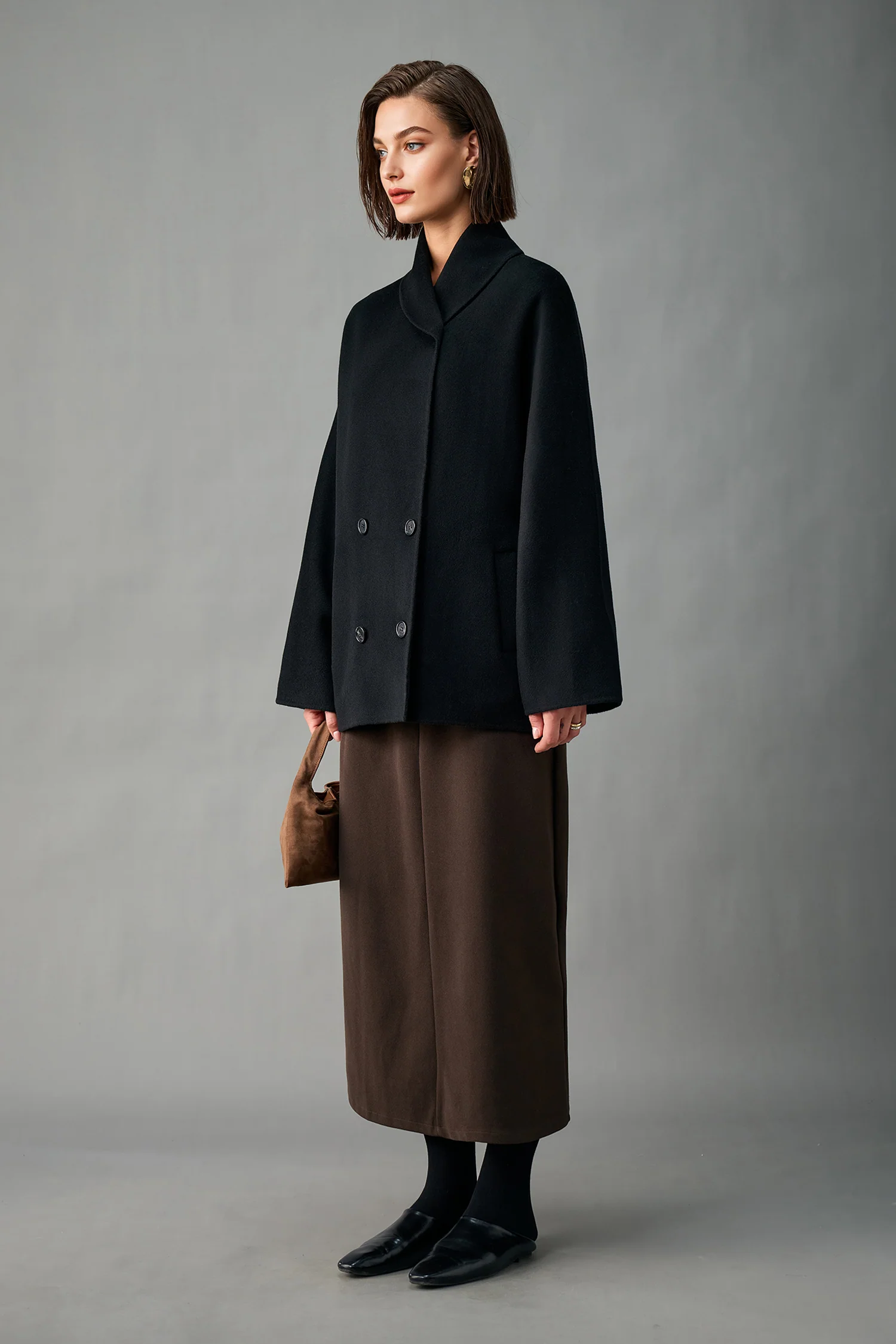 Handcrafted Double-Faced Cashmere Shawl-Collar Peacoat - kasudy