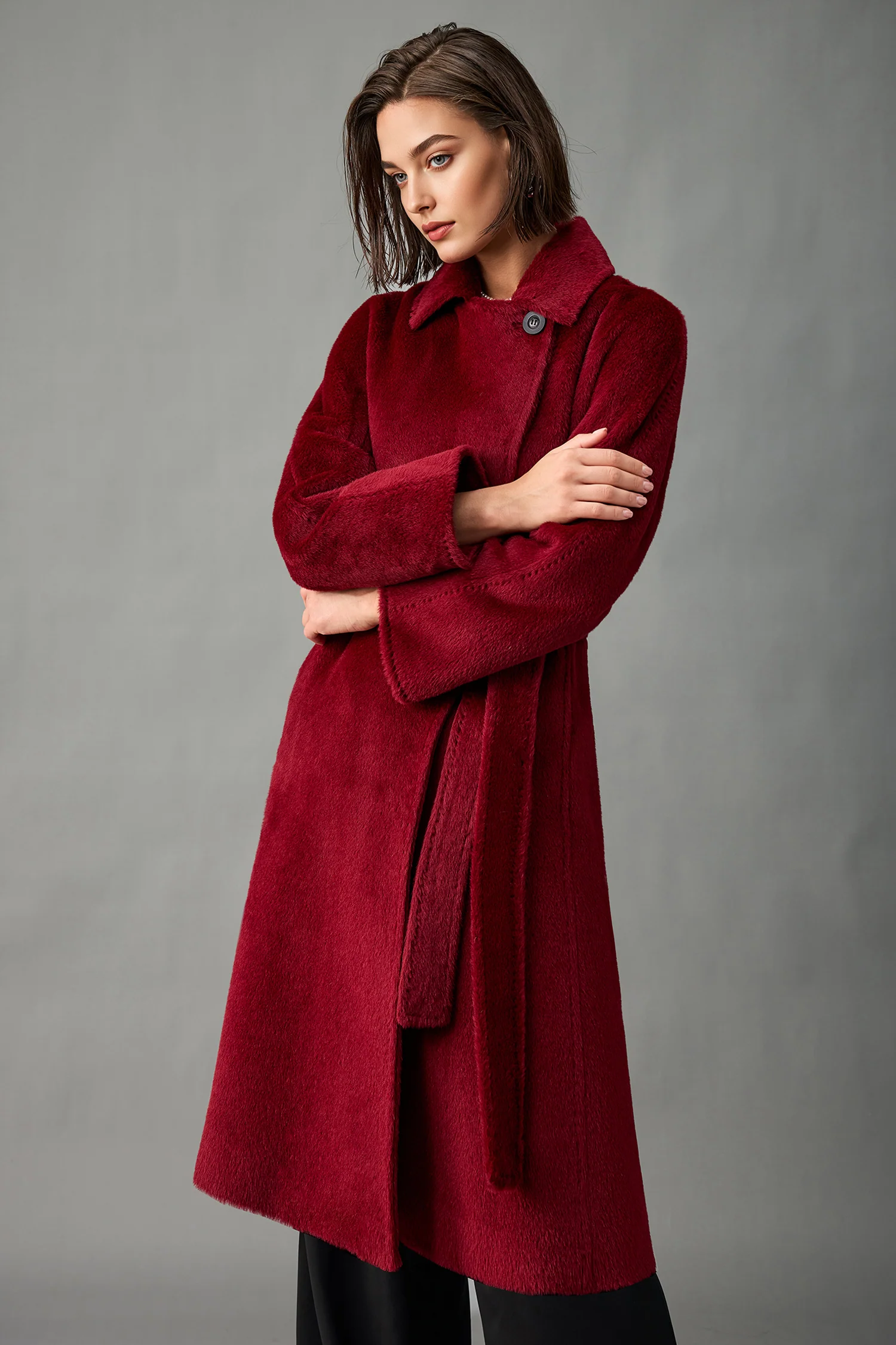 Royal Baby Suri Alpaca Wool Long Belted Coat - kasudy